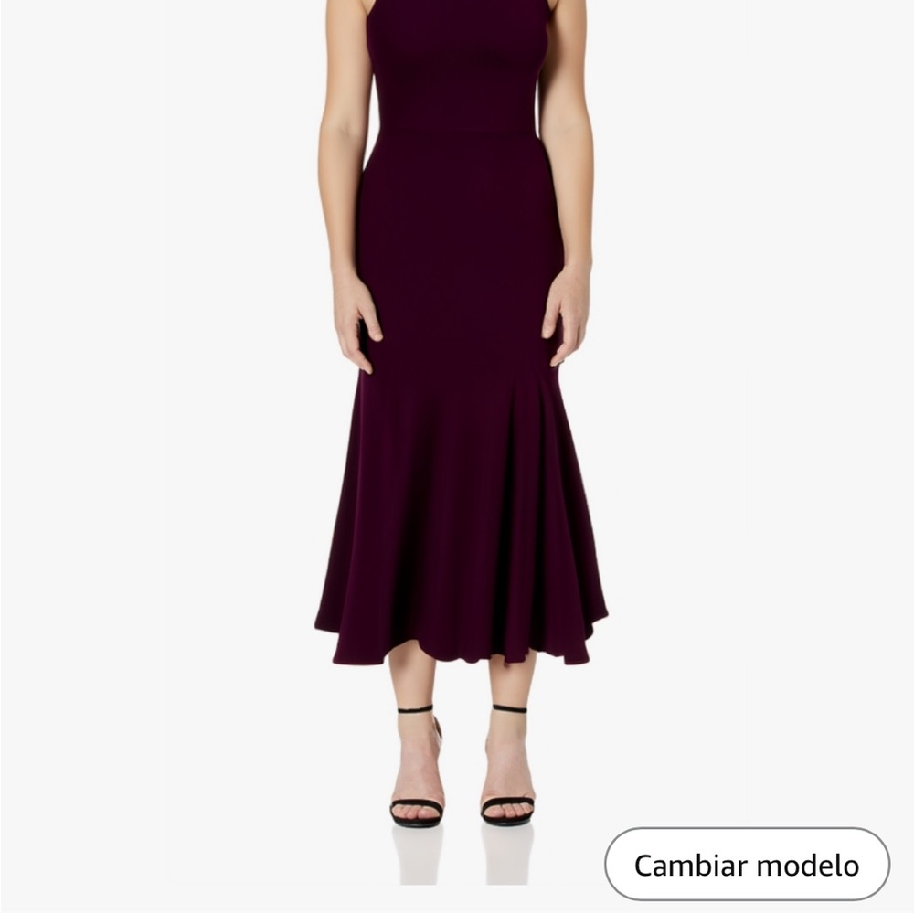 Red Sleeveless Halter Midi Dress for Wedding Guest